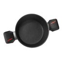 Black Granite Non Stick Marble Coated Die Cast Aluminium Casserole Induction Silicone Handle  24 cm