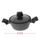 Black Granite Non Stick Marble Coated Die Cast Aluminium Casserole Induction Silicone Handle  24 cm