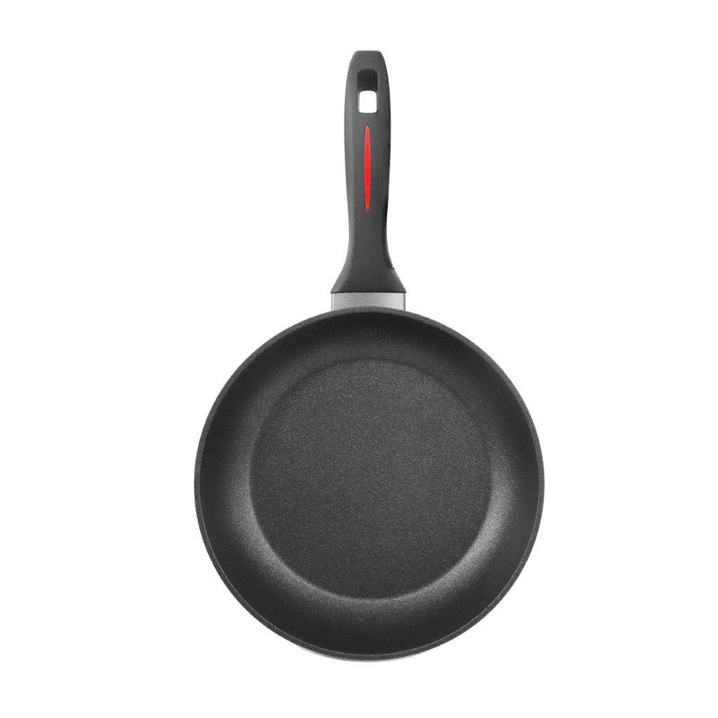 Black Granite Non Stick Marble Coated Die Cast Aluminium Fry Pan Induction Silicone Handle  24 cm