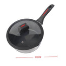 Black Granite Non Stick Marble Coated Die Cast Aluminium Saucepan with Lid  Induction Silicone Handle  20 cm