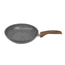 Grey Granite Non Stick Marble Coated Die Cast Forged Aluminium Fry Pan Induction Wooden Handle  20 cm