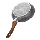 Grey Granite Non Stick Marble Coated Die Cast Forged Aluminium Fry Pan Induction Wooden Handle  20 cm