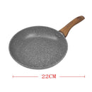 Grey Granite Non Stick Marble Coated Die Cast Forged Aluminium Fry Pan Induction Wooden Handle  22 cm