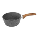 Grey Granite Non Stick Marble Coated Die Cast Forged Aluminium Milk Pan Induction Wooden Handle  16 cm