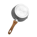 Grey Granite Non Stick Marble Coated Die Cast Forged Aluminium Milk Pan Induction Wooden Handle  18 cm