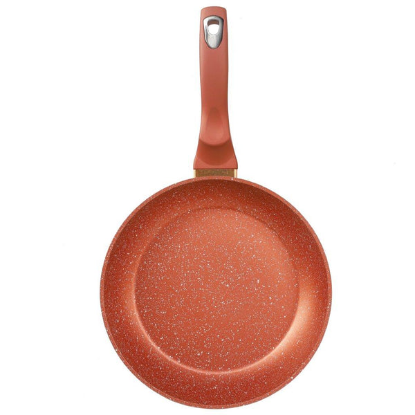 Gold Granite Non Stick Marble Coated Die Cast Forged Aluminium Wok Pan Induction Bakelite Handle  28 cm