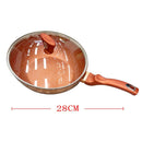 Gold Granite Non Stick Marble Coated Die Cast Forged Aluminium Wok Pan with Lid Bakelite Handle  28 cm