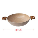 Beige Granite Non Stick Marble Coated Die Cast Forged Aluminium Karahi Induction Wooden Handle  24 cm