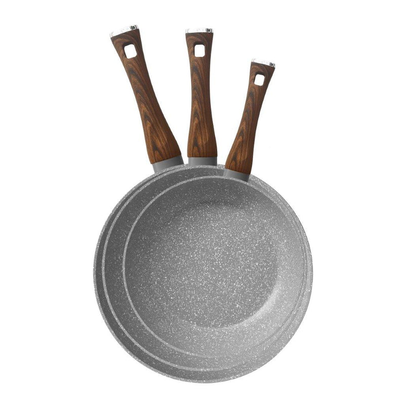 Granite Non Stick Marble Coated Die Cast Forged Aluminium Fry Pan Set of 3 Pcs 20/24/28 cm