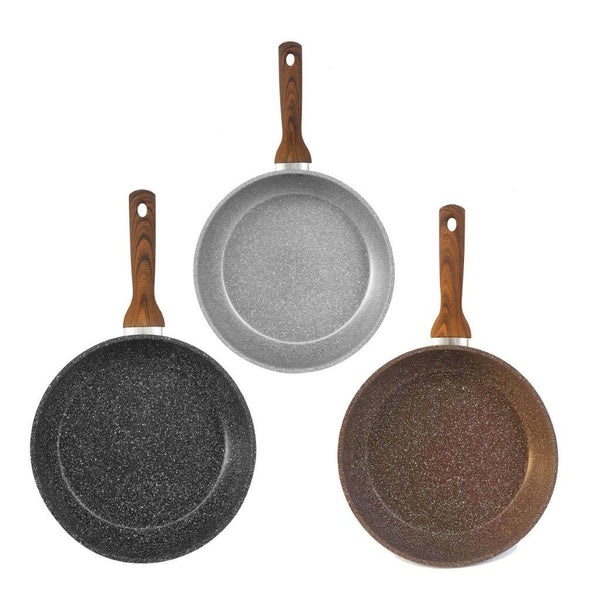 Granite Non Stick Marble Coated Die Cast Forged Aluminium Fry Pan Set of 3 Pcs 20/24/28 cm