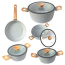 Granite Complete Cookware Set of 5 Pcs Casserole Fry Pan and Milk Pan