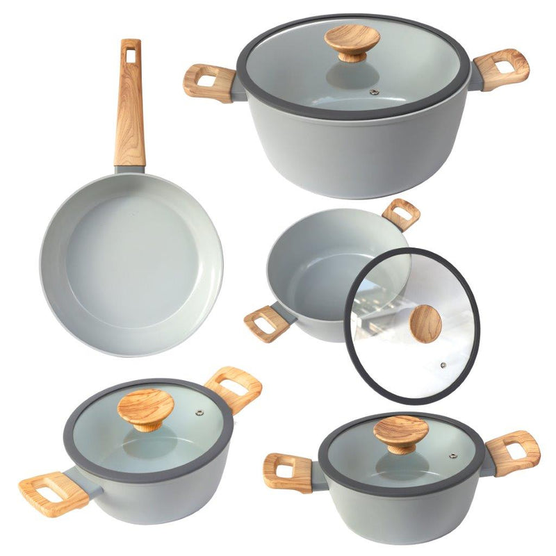 Granite Complete Cookware Set of 5 Pcs Casserole Fry Pan and Milk Pan