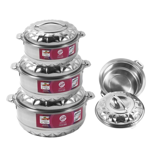 Stainless Steel Round Insulated Thermos Hot Pot Set of 4 Pcs 1L/2L/3L/5L