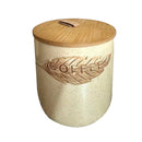 Ceramic Tea Coffee Sugar Airtight Canister Bamboo Lid Abstract Print Set of 3 Pcs 11*16 cm