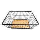 Deco White Metal Fruit Basket Fruit Bowl Wooden Base 32*26*12.1 cm