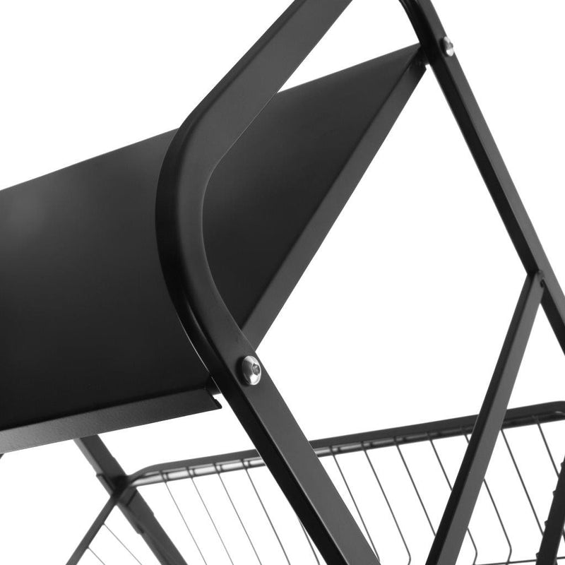 Multilayer Black Metal Vegetable Trolley Kitchen Storage Organizer Shelf 44.5*33*134 cm
