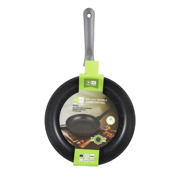 Chef and Cook Non Stick Frypan Marble Coated Die Cast Aluminium Grey Induction 20cm