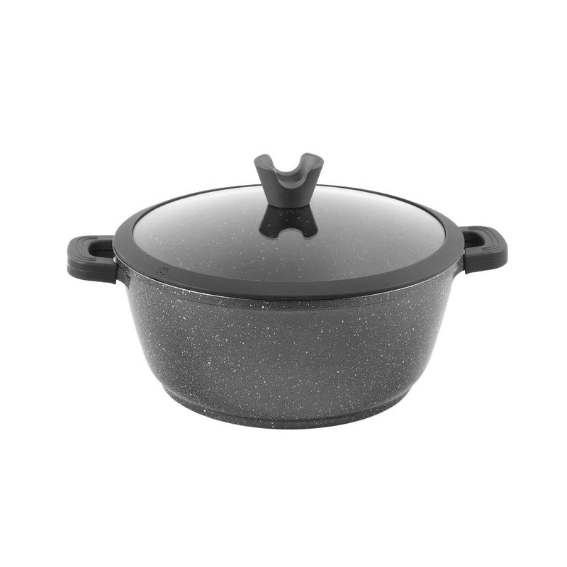 Chef and Cook Non Stick Casserole Marble Coated Die Cast Aluminium Grey Induction 20cm