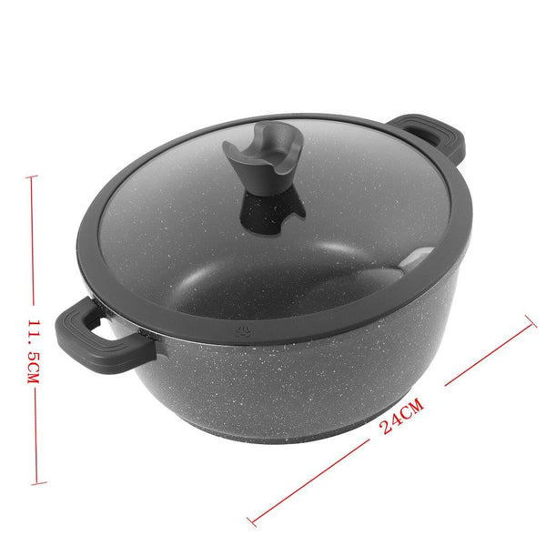 Chef and Cook Non Stick Casserole Marble Coated Die Cast Aluminium Grey Induction 24cm