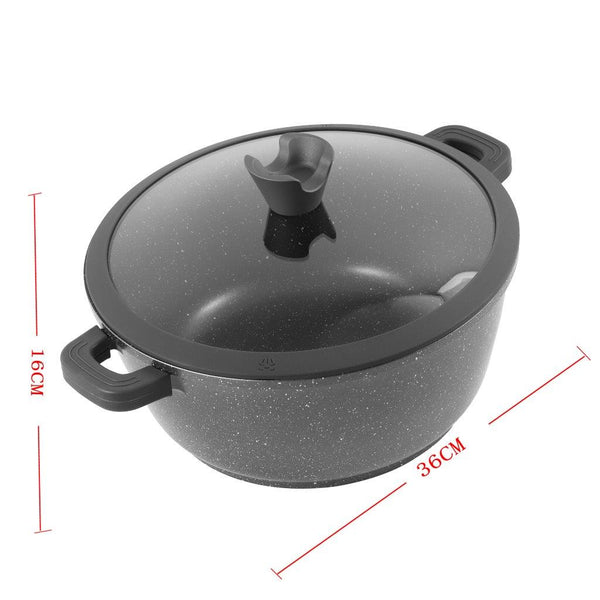 Chef and Cook Non Stick Casserole Marble Coated Die Cast Aluminium Grey Induction 36cm