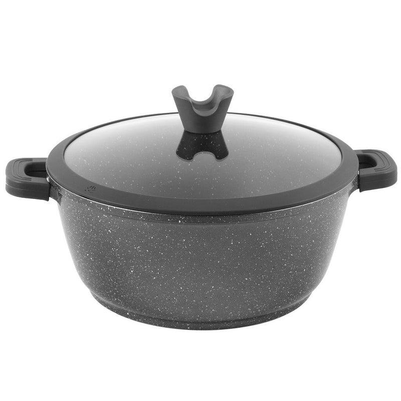 Chef and Cook Non Stick Casserole Marble Coated Die Cast Aluminium Grey Induction 40cm