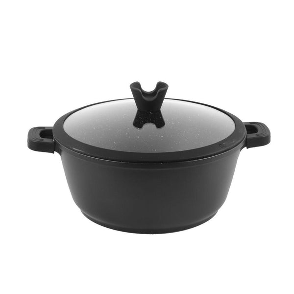 Chef and Cook Non Stick Casserole Marble Coated Die Cast Aluminium Black Induction 20cm