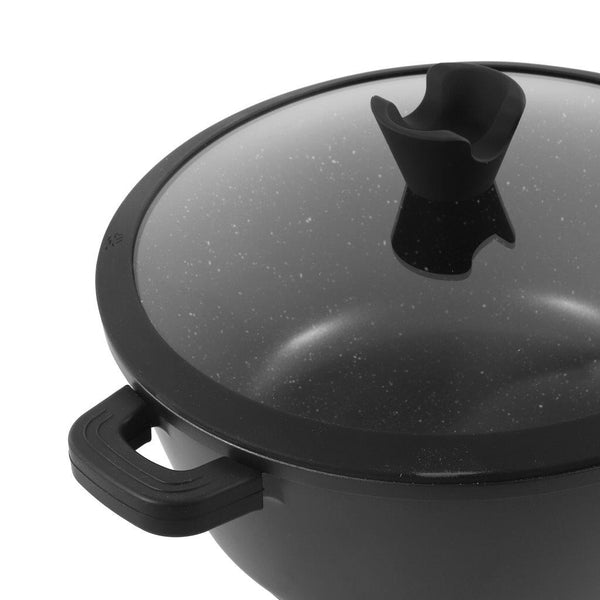 Chef and Cook Non Stick Casserole Marble Coated Die Cast Aluminium Black Induction 20cm