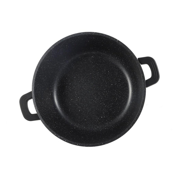 Chef and Cook Non Stick Casserole Marble Coated Die Cast Aluminium Black Induction 20cm