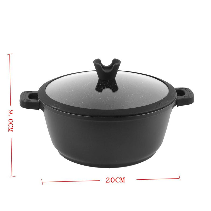 Chef and Cook Non Stick Casserole Marble Coated Die Cast Aluminium Black Induction 20cm