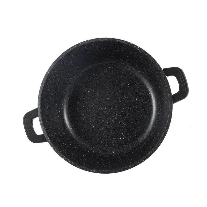 Chef and Cook Non Stick Casserole Marble Coated Die Cast Aluminium Black Induction 24cm