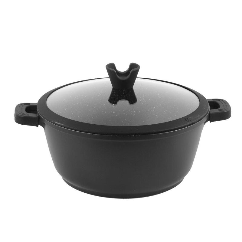 Chef and Cook Non Stick Casserole Marble Coated Die Cast Aluminium Black Induction 8.5L 32cm