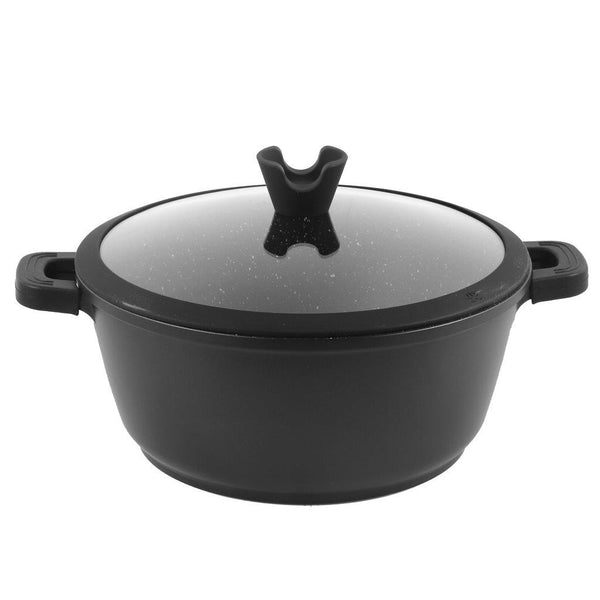 Chef and Cook Non Stick Casserole Marble Coated Die Cast Aluminium Black Induction 36cm