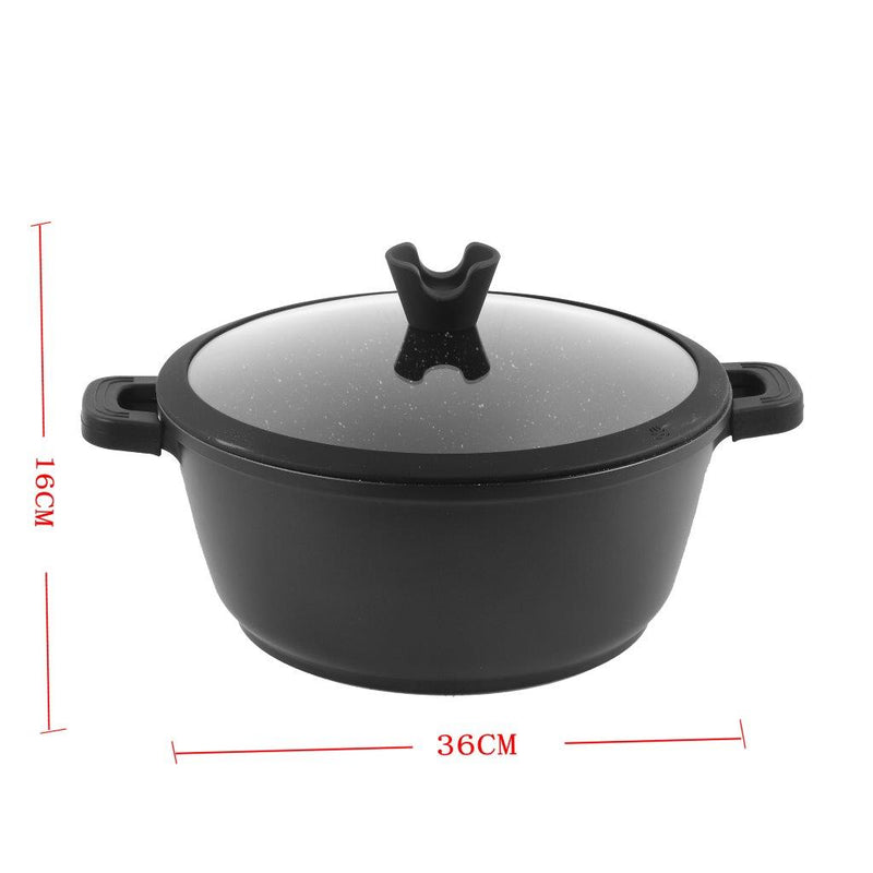 Chef and Cook Non Stick Casserole Marble Coated Die Cast Aluminium Black Induction 36cm