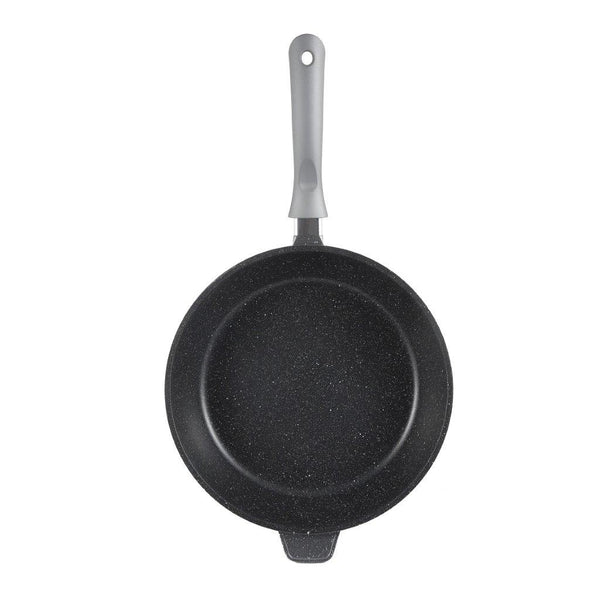 Chef and Cook Non Stick Frypan Wok Marble Coated Die Cast Aluminium Grey Induction 28cm