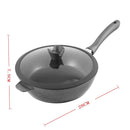 Chef and Cook Non Stick Frypan Wok Marble Coated Die Cast Aluminium Grey Induction 28cm