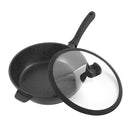 Chef and Cook Non Stick Frypan Wok Marble Coated Die Cast Aluminium Black Induction 28cm