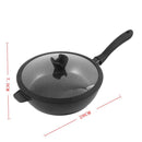 Chef and Cook Non Stick Frypan Wok Marble Coated Die Cast Aluminium Black Induction 28cm