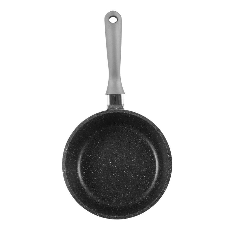 Chef and Cook Non Stick Milk Pan Marble Coated Die Cast Aluminium  Grey Induction 18cm