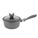 Chef and Cook Non Stick Milk Pan Marble Coated Die Cast Aluminium  Grey Induction 18cm