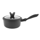 Chef and Cook Non Stick Milk Pan Marble Coated Die Cast Aluminium  Black Induction 18cm