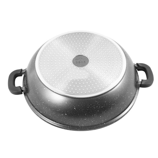 Chef and Cook Non Stick Low Casserole Marble Coated Die Cast Aluminium Grey Induction  32cm