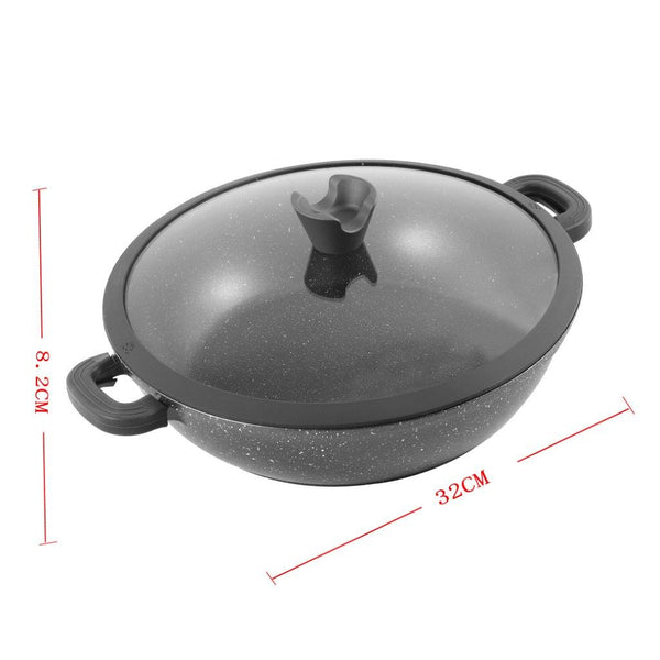 Chef and Cook Non Stick Low Casserole Marble Coated Die Cast Aluminium Grey Induction  32cm