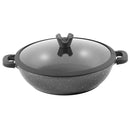 Chef and Cook Non Stick Low Casserole Marble Coated Die Cast Aluminium Grey Induction  40cm