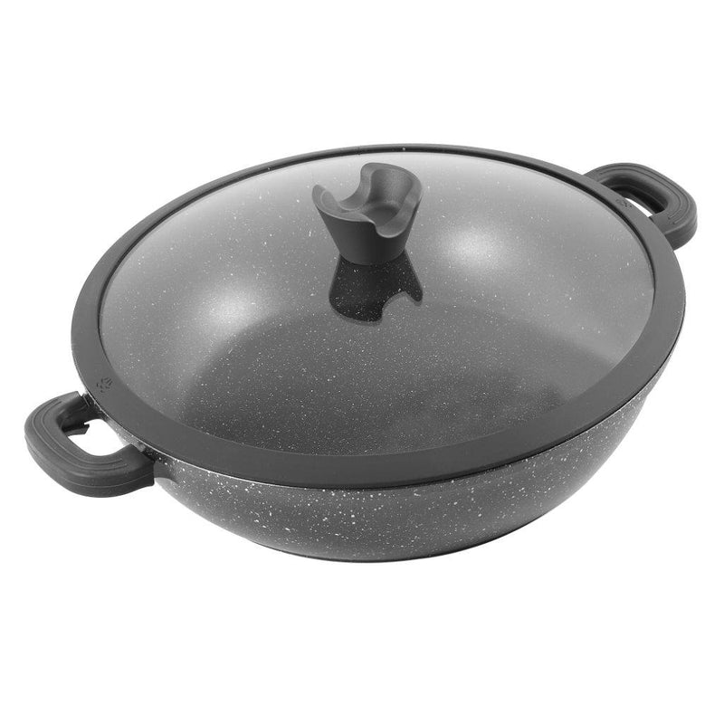 Chef and Cook Non Stick Low Casserole Marble Coated Die Cast Aluminium Grey Induction  40cm