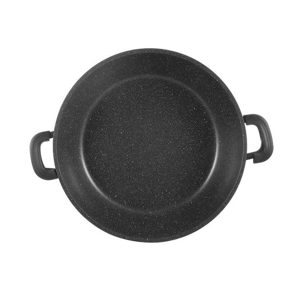 Chef and Cook Non Stick Low Casserole Marble Coated Die Cast Aluminium Black Induction  32cm