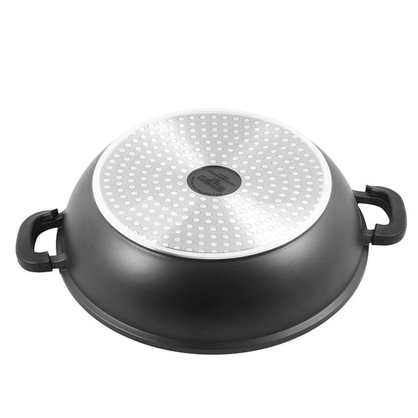 Chef and Cook Non Stick Low Casserole Marble Coated Die Cast Aluminium Black Induction  40cm