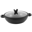 Chef and Cook Non Stick Low Casserole Marble Coated Die Cast Aluminium Black Induction  40cm