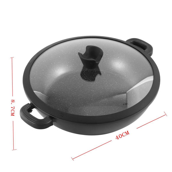 Chef and Cook Non Stick Low Casserole Marble Coated Die Cast Aluminium Black Induction  40cm