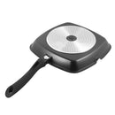 Chef and Cook Non Stick Grill Pan with Glass lid Marble Coated Die Cast Aluminium Black Induction 28cm