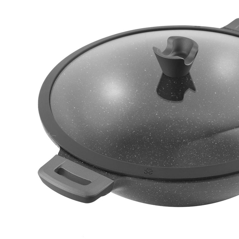 Chef and Cook Non Stick Wok Pan Marble Coated Die Cast Aluminium Grey Induction  36cm